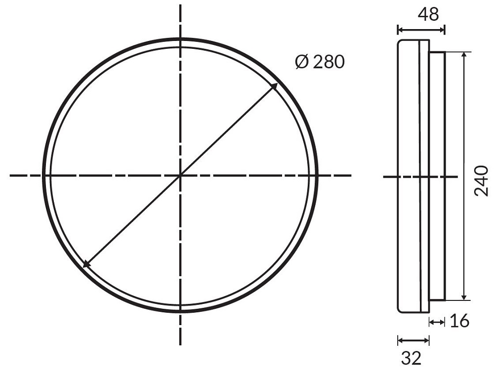 CLEOS PRO 280, Wand- und Deckenleuchte, D=280mm